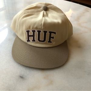 NEW HUF Beige and Cream Collegiate Embroidered Logo Hat